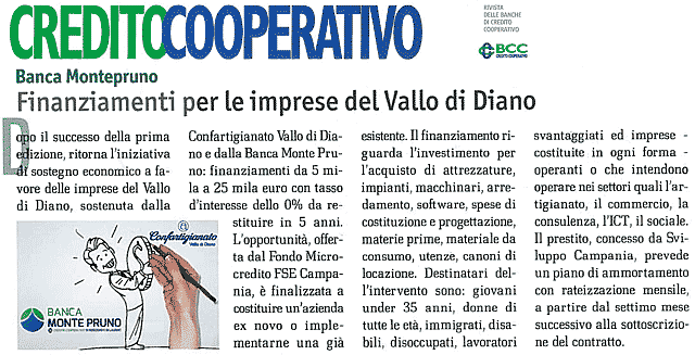 Credito Cooperativo - Banca Monte Pruno: finanziamenti per le imprese del Vallo di Diano