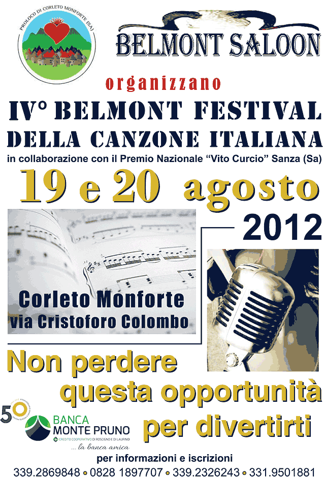 50° anniversario Banca Monte Pruno: IV° Belmont Festival della Canzone Italiana