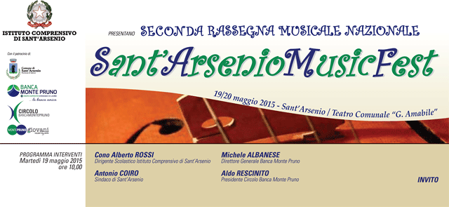 Sant’Arsenio Music Fest: in programma a Sant’Arsenio il 19 e 20 maggio 2015