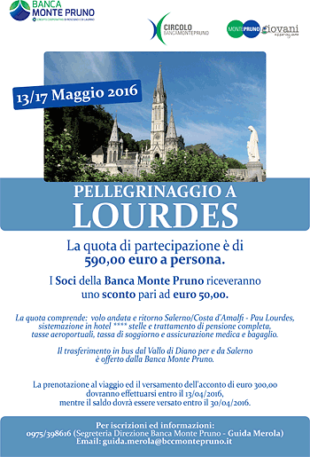 Pellegrinaggio a Lourdes dal 13 al 17 maggio 2016