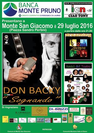 Banca Monte Pruno, Comune di Monte San Giacomo e ICN Radio organizzano il concerto di Don Backy