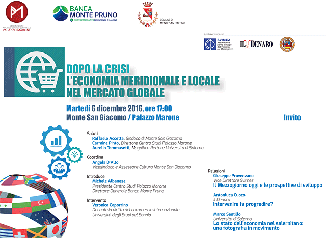 Il Centro Studi “Palazzo Marone” organizza un convegno sul tema dell’economia meridionale