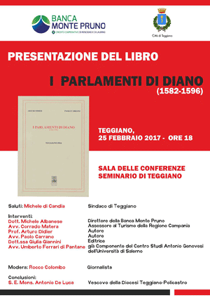 Teggiano: presentazione del libro di Arturo Didier e Paolo Carrano “I Parlamenti di Diano”