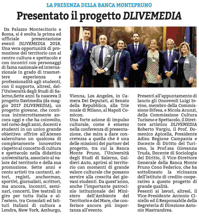 Le Cronache del Salernitano: Presentato il progetto DLIVEMEDIA