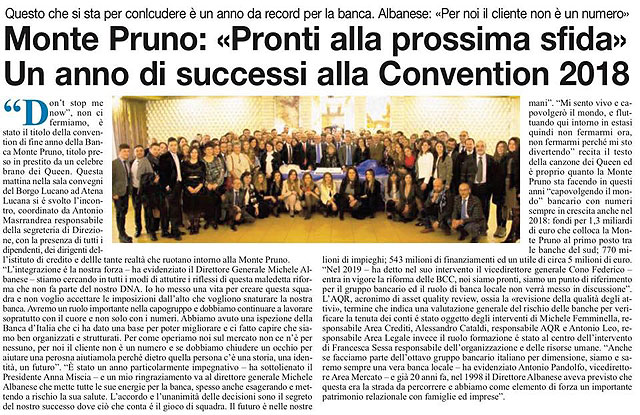 Roma - Monte Pruno: "Pronti alla prossima sfida" Un anno di successi alla Convention 2018