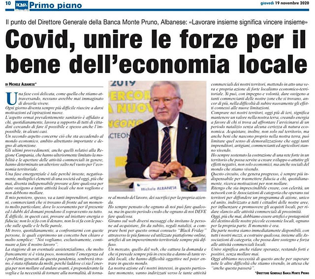 Cronache Lucane - Covid, unire le forze per il bene dell’economia locale