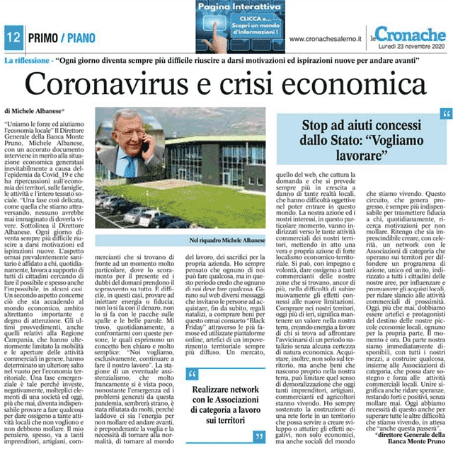 Cronache: Coronavirus e crisi economica