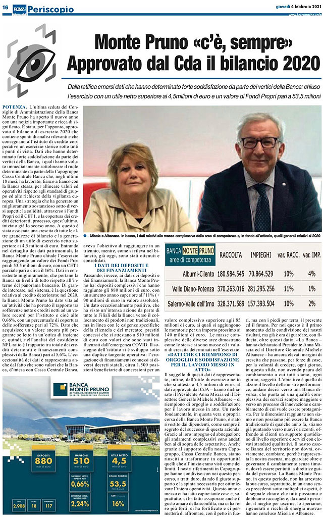 Le Cronache Lucane - Monte Pruno "c’è, sempre" approvato dal CdA il bilancio 2020