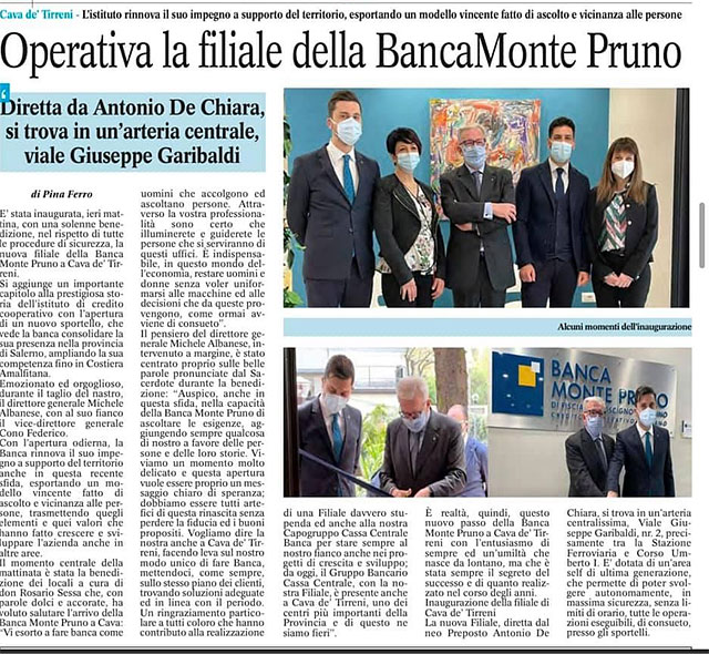 Le Cronache - Operativa la filiale della Banca Monte Pruno