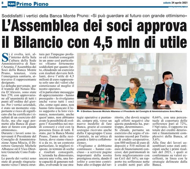 Le Cronache Lucane - L’assemblea dei soci approva il bilancio con 4,5 mln di utile