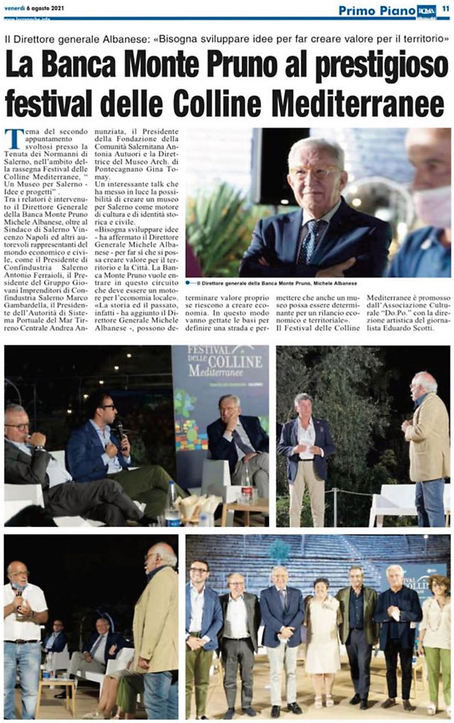 Cronache Lucane: La Banca Monte Pruno al prestigioso festival delle Colline Mediterranee