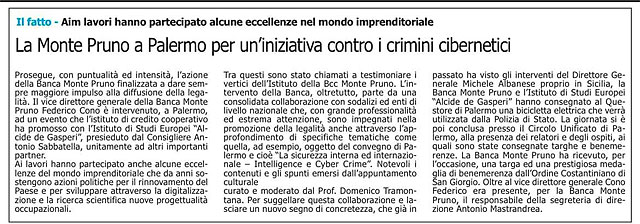 Le Cronache - La Monte Pruno a Palermo per un’iniziativa contro i crimini cibernetici
