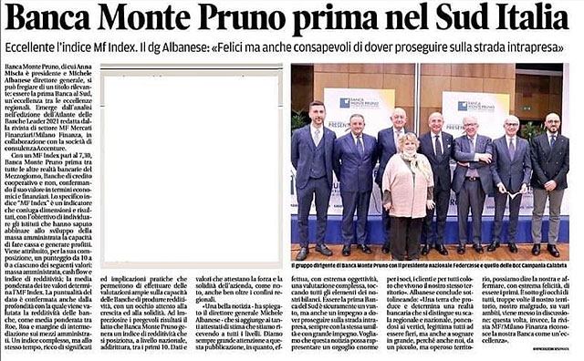 La Città - Banca Monte Pruno prima nel Sud Italia