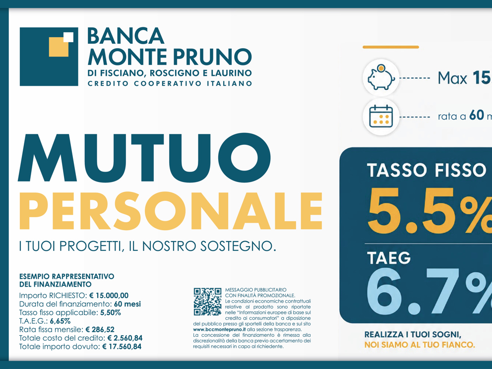 Nuovo mutuo personale Banca Monte Pruno 